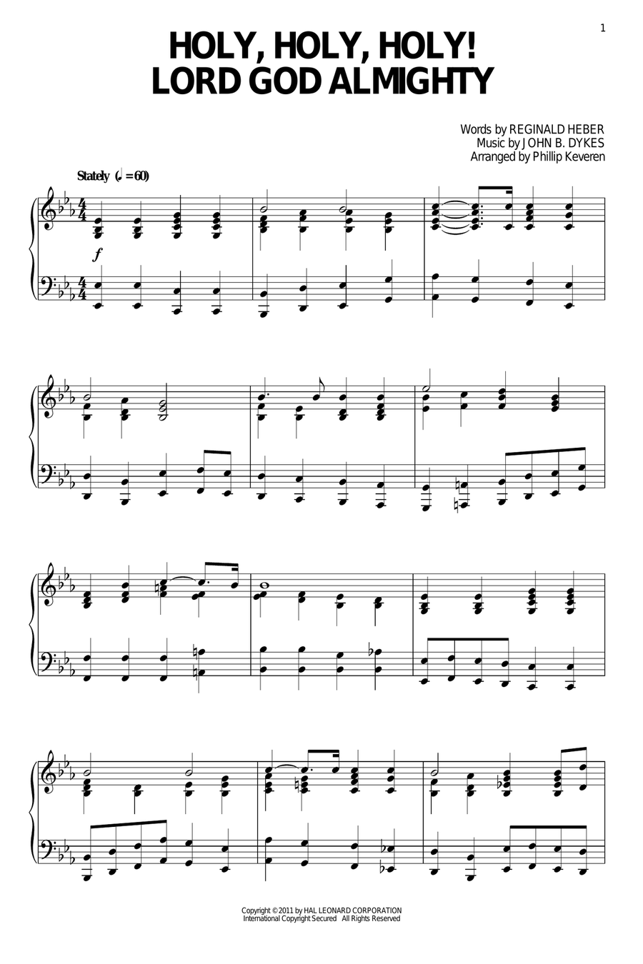Holy, Holy, Holy! Lord God Almighty [Classical version] (arr. Phillip Keveren) Piano Solo scores gallery preview page 1