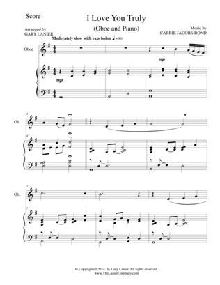 I LOVE YOU TRULY (Duet for Oboe/Piano with Score and Parts)