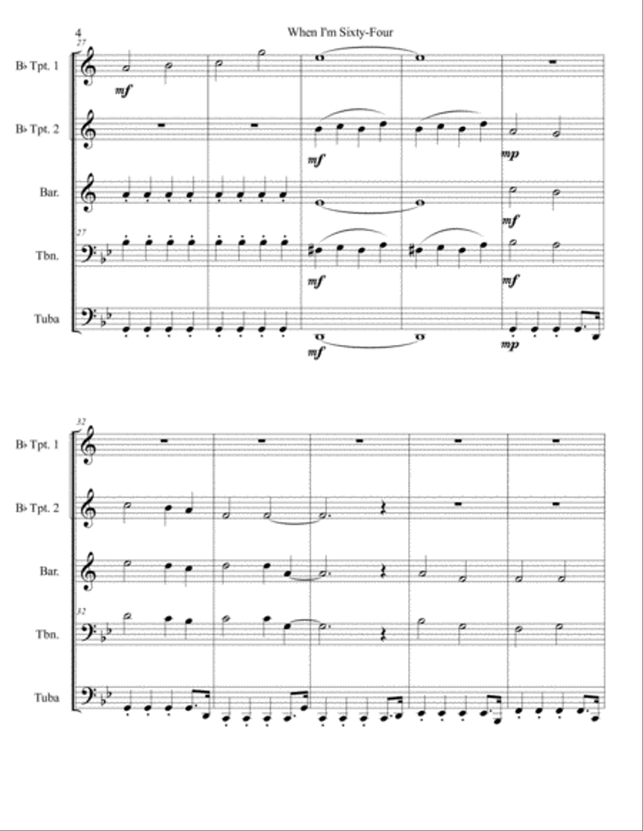 When I'm Sixty-Four Small Ensemble scores gallery preview page 4