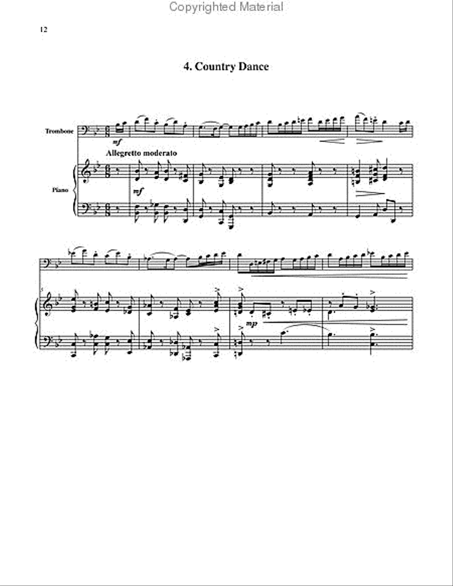 Four Pieces for Trombone & Piano Piano Accompaniment scores gallery preview page 11