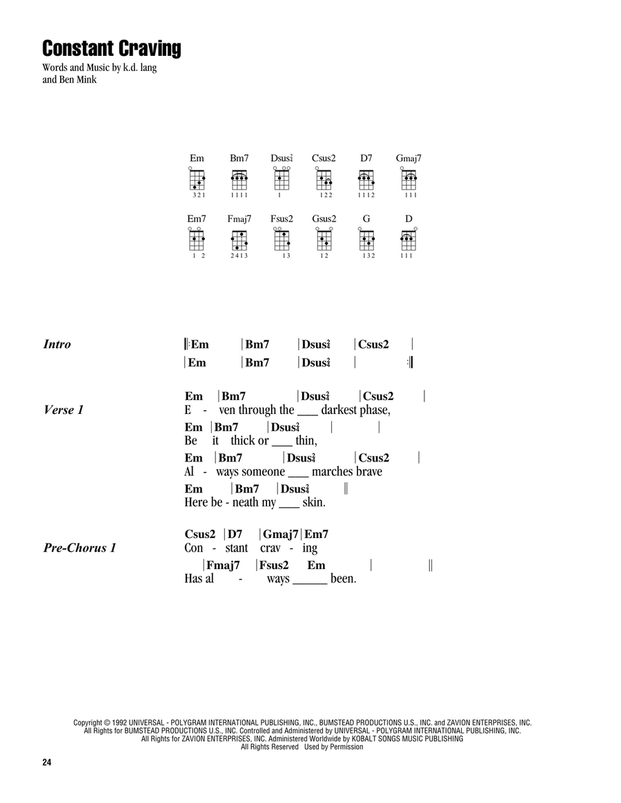 Constant Craving Ukulele scores gallery preview page 1