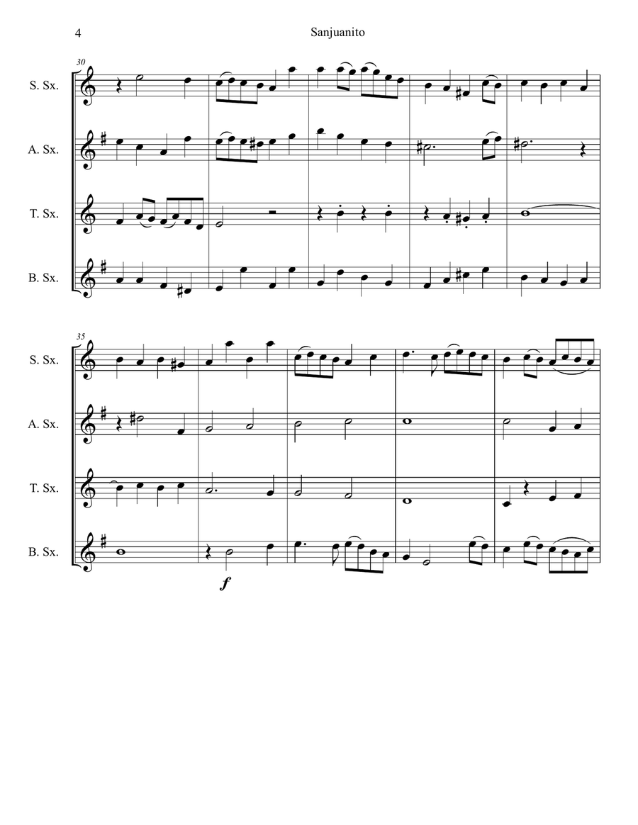 Mi chagrita caprichosa (Sanjuanito) Woodwind Quartet scores gallery preview page 4