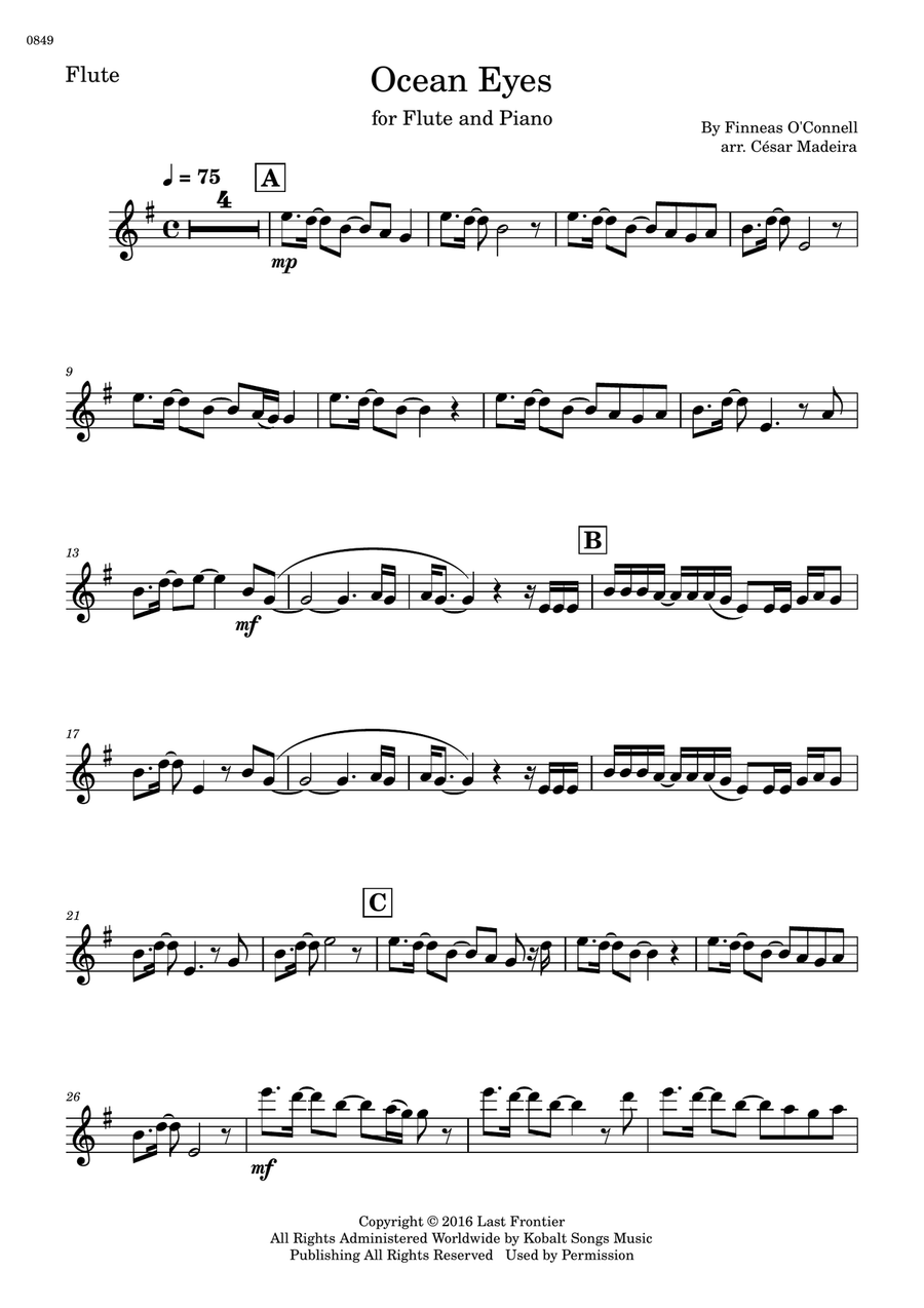 Ocean Eyes Flute scores gallery preview page 2