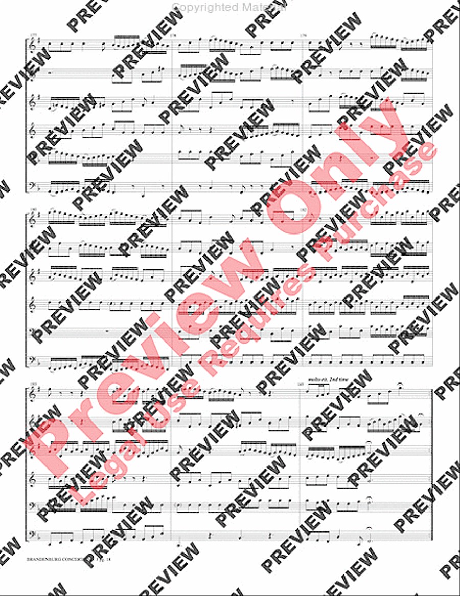Brandenburg Concerto #3 Brass Quintet scores gallery preview page 19