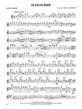 Sleigh Ride: 1st B-flat Clarinet