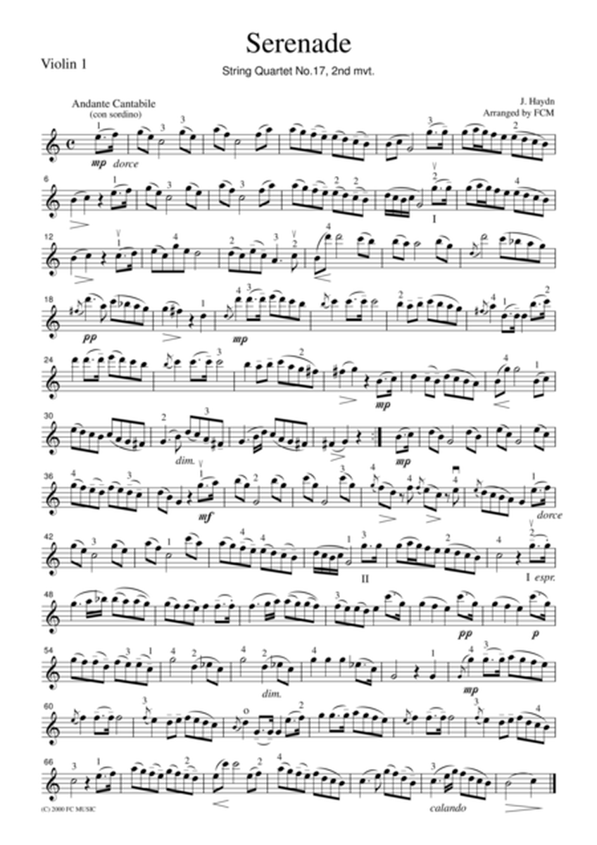 Haydn Serenade (String Quartet No.17, 2nd mvt.)