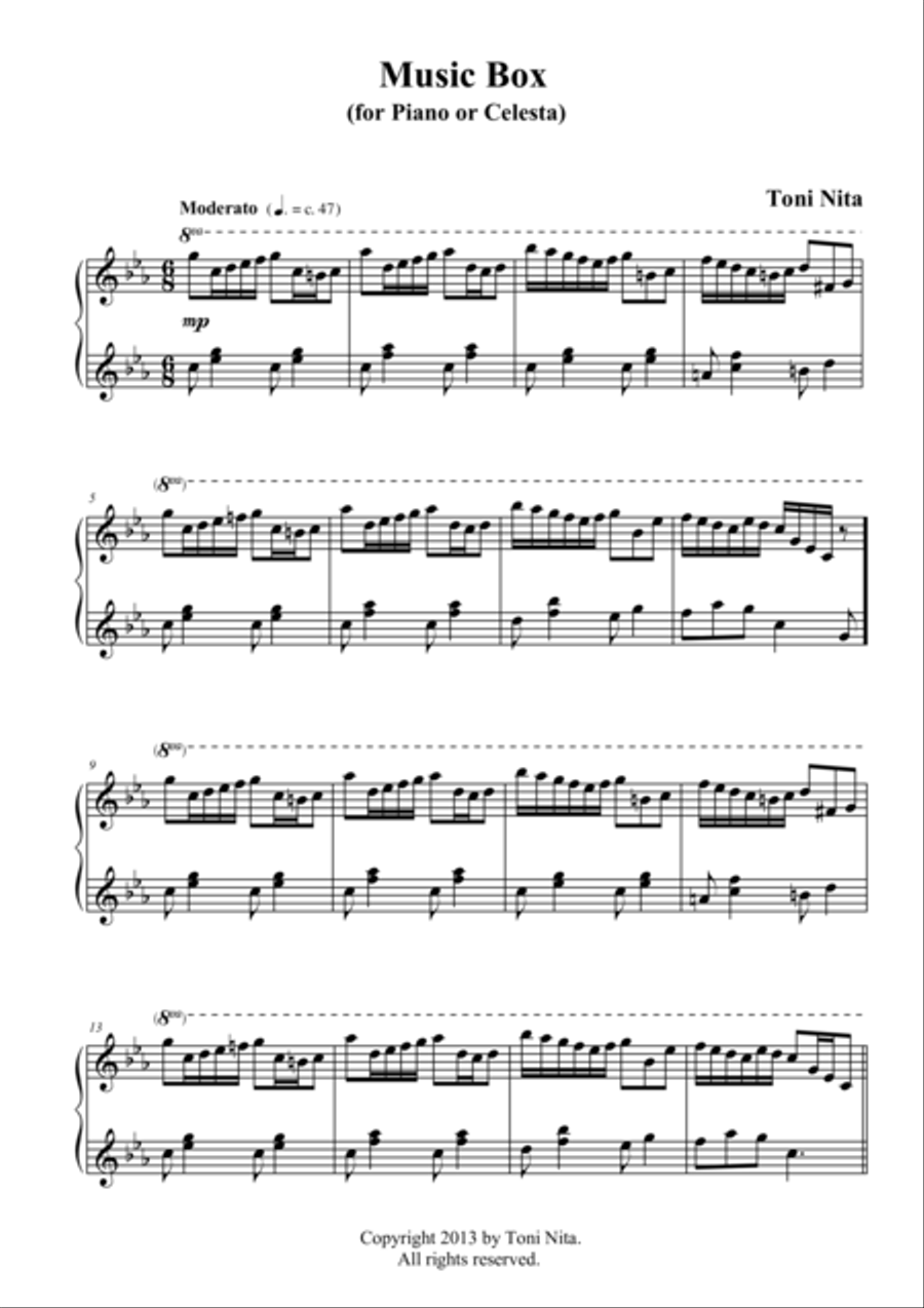 Music Box Piano Solo scores gallery preview page 1