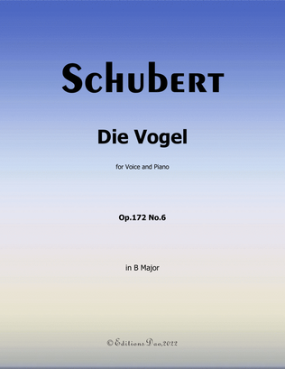 Book cover for Die Vogel, by Schubert, in B Major