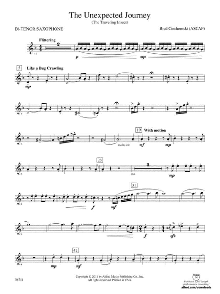 The Unexpected Journey: B-flat Tenor Saxophone Concert Band scores gallery preview page 1