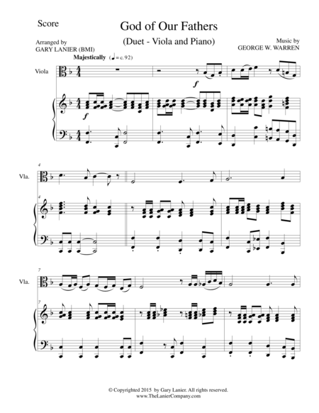 GOD OF OUR FATHERS (Duet – Viola and Piano/Score and Parts) image number null