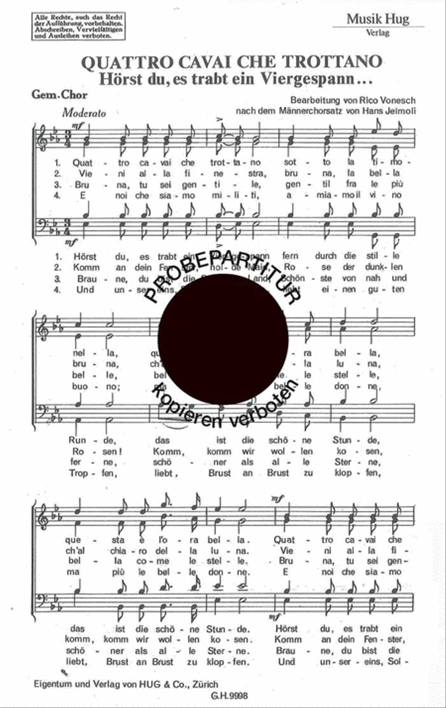 Quattro cavai che trottano Choir scores gallery preview page 1