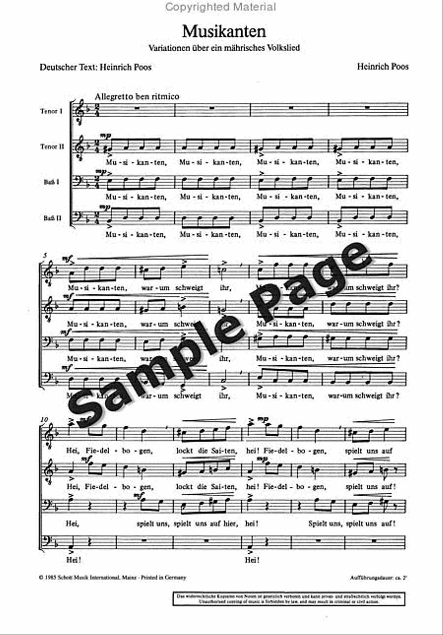 Musikanten Variationen Uber Mahris TTBB scores gallery preview page 2
