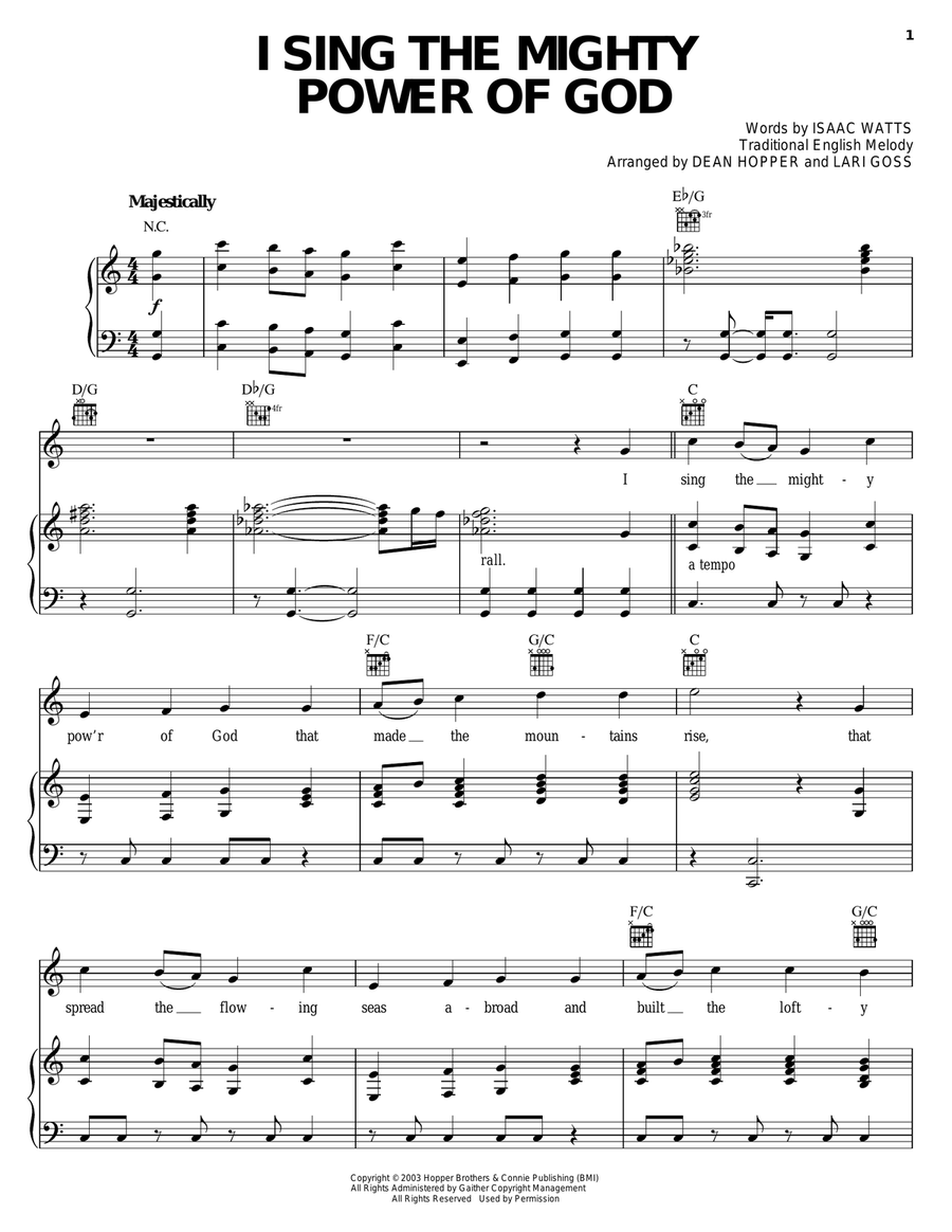 I Sing The Mighty Power Of God Piano, Vocal, Guitar scores gallery preview page 1