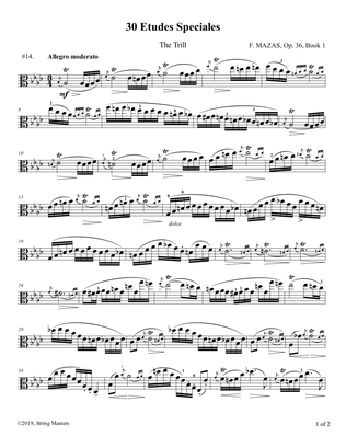 Book cover for Mazas, Etudes for Viola Op 36, Book 1, No.14