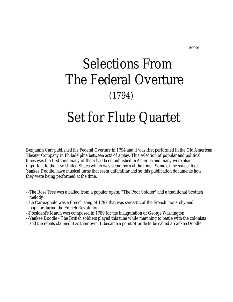 1794! Federal Overture for Flute Quartet Flute Quartet scores gallery preview page 1