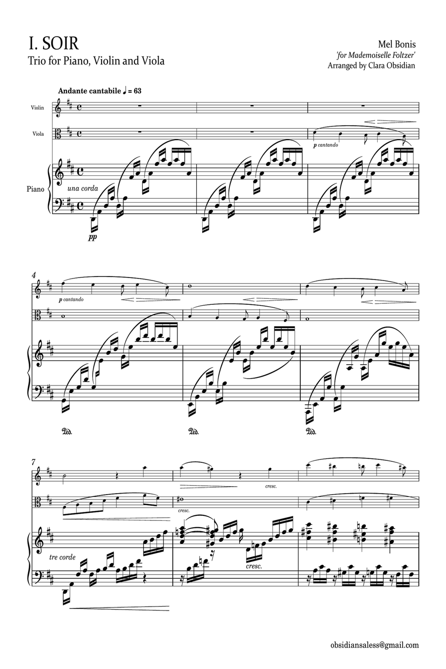 Mel Bonis: Soir! Matin! Trio for Piano, Violin and Viola Piano Trio scores gallery preview page 2