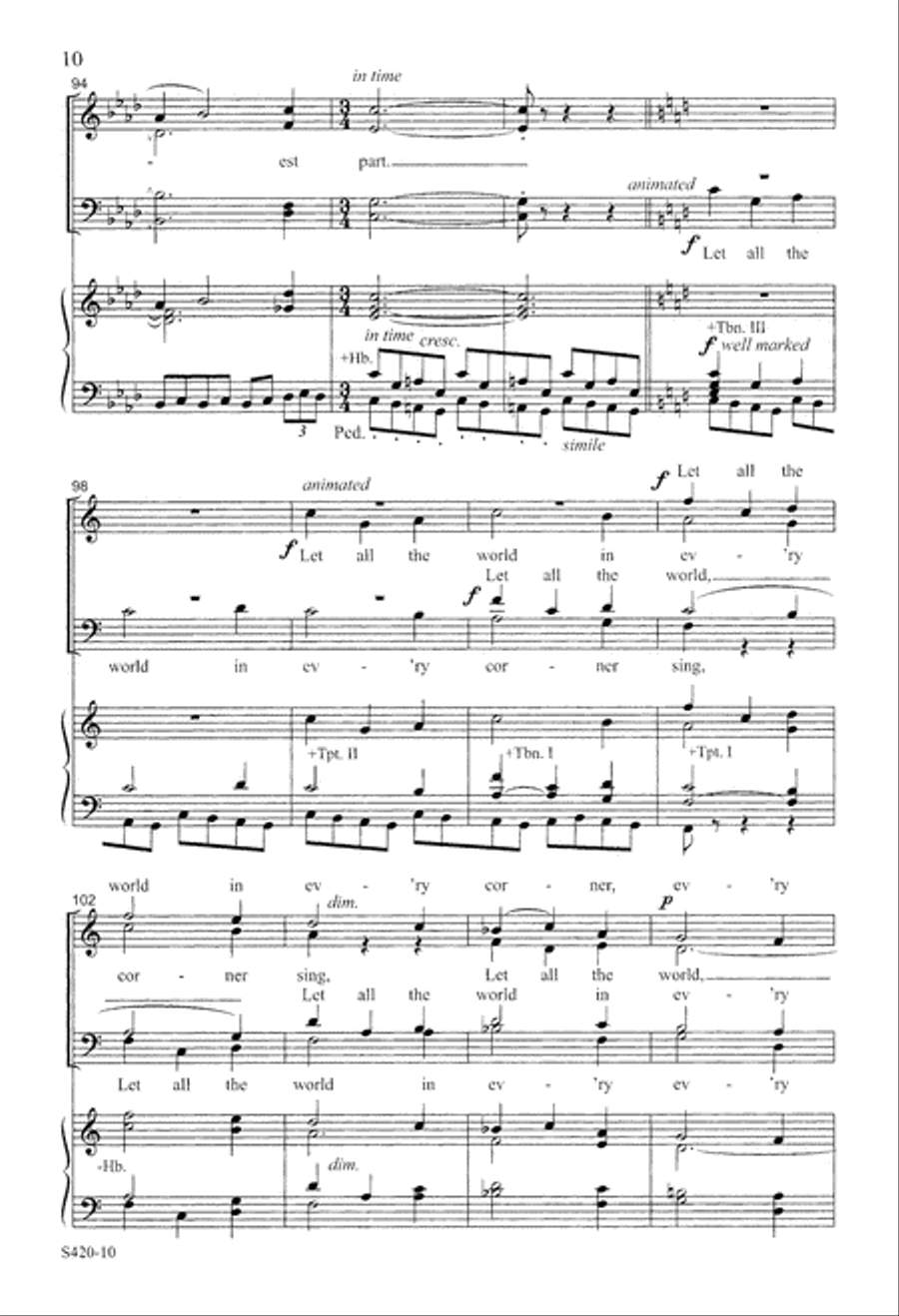 Let All the World in Every Corner Sing 4-Part scores gallery preview page 11