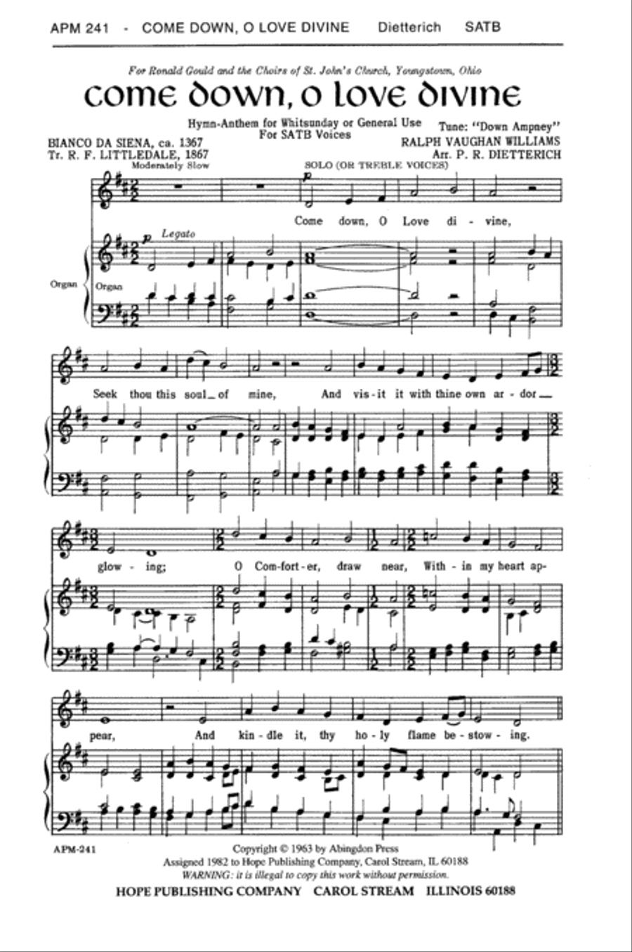 Come Down, O Love Divine Come Down, O Love Divine 4-Part scores gallery preview page 2
