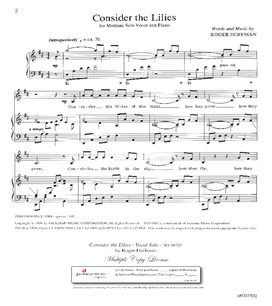 Consider the Lilies - Vocal Solo - Medium Voice Solo scores gallery preview page 2