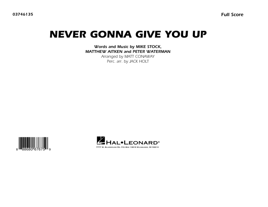 Never Gonna Give You Up - Conductor Score (Full Score)