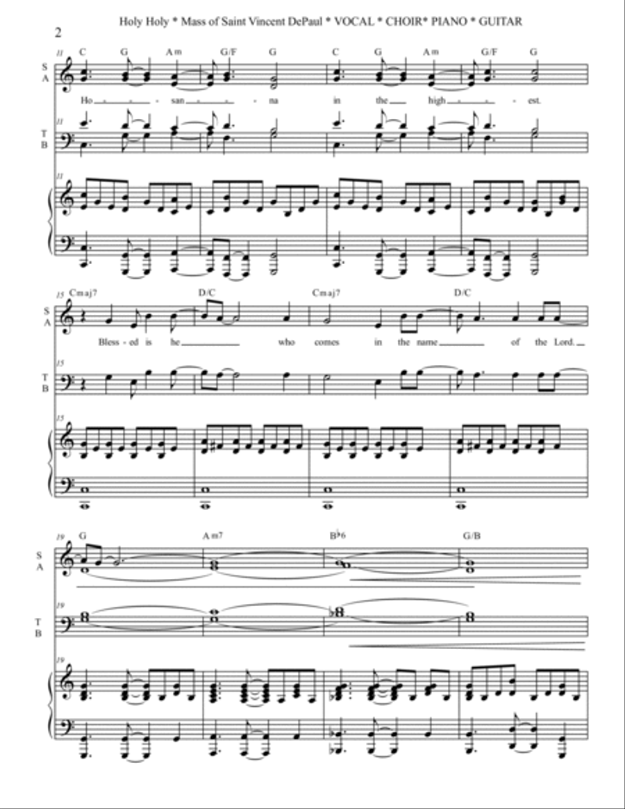 Holy Holy - Mass of St. Vincent De Paul Choir scores gallery preview page 2