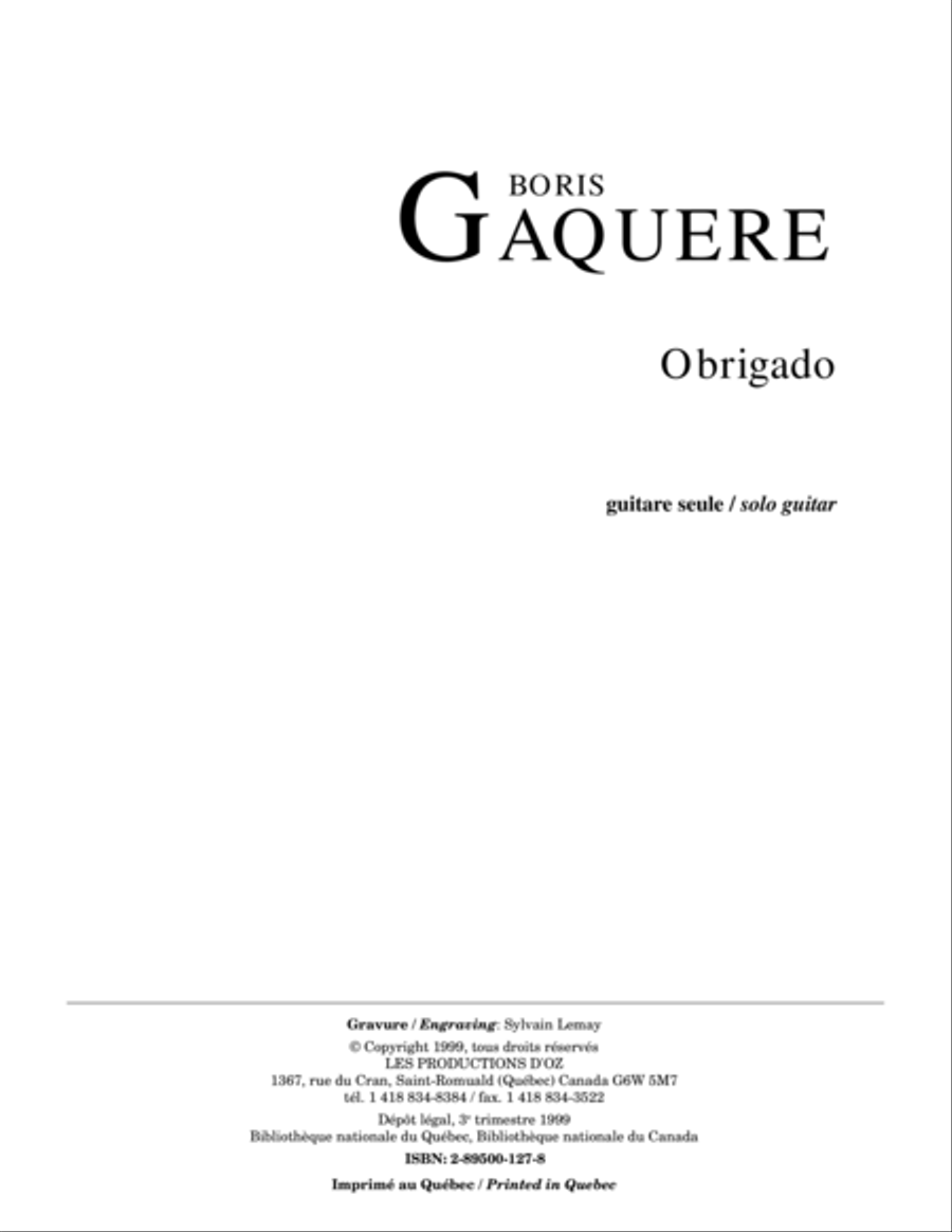 Obrigado Obrigado Classical Guitar scores gallery preview page 1