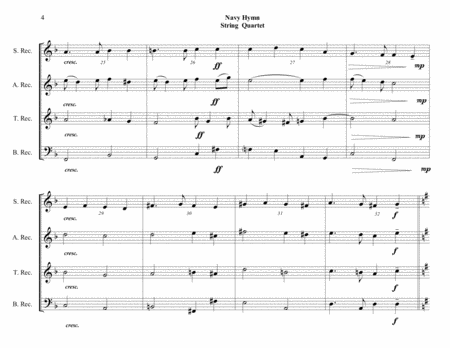 Navy Hymn (Eternal Father, Strong to Save) - Recorder Quartet (SATB) - Intermediate image number null