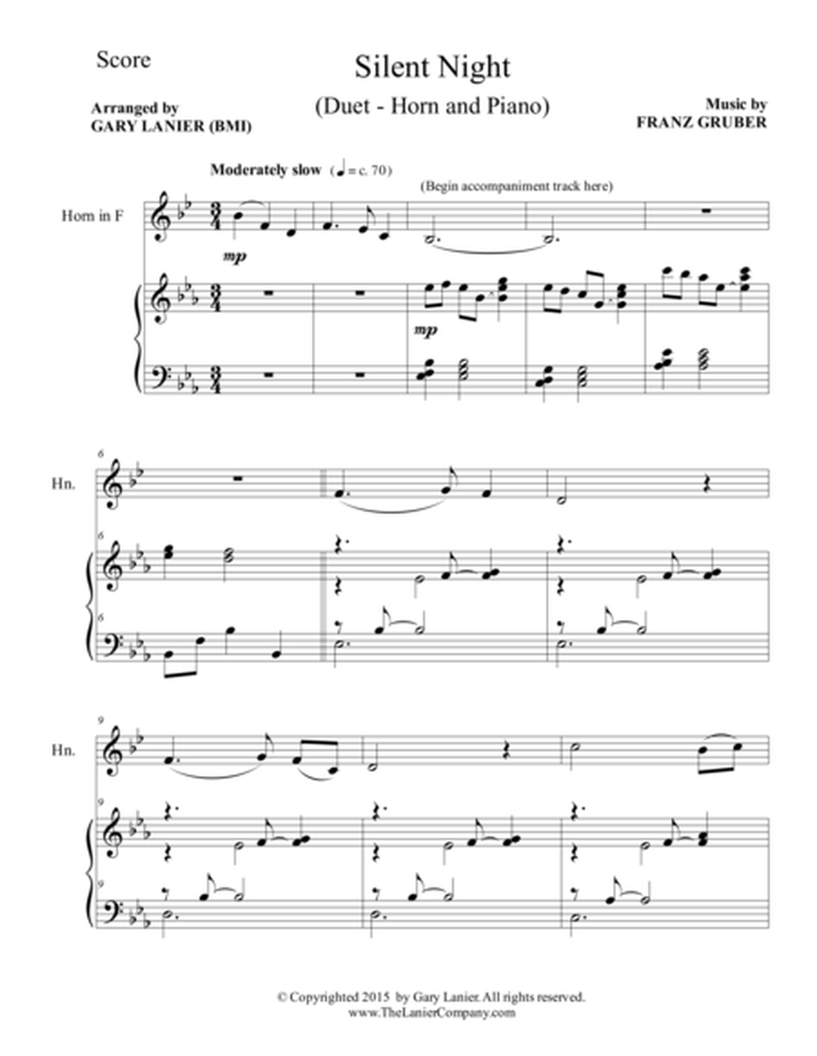 SILENT NIGHT (Duet – F Horn and Piano/Score and Parts) image number null