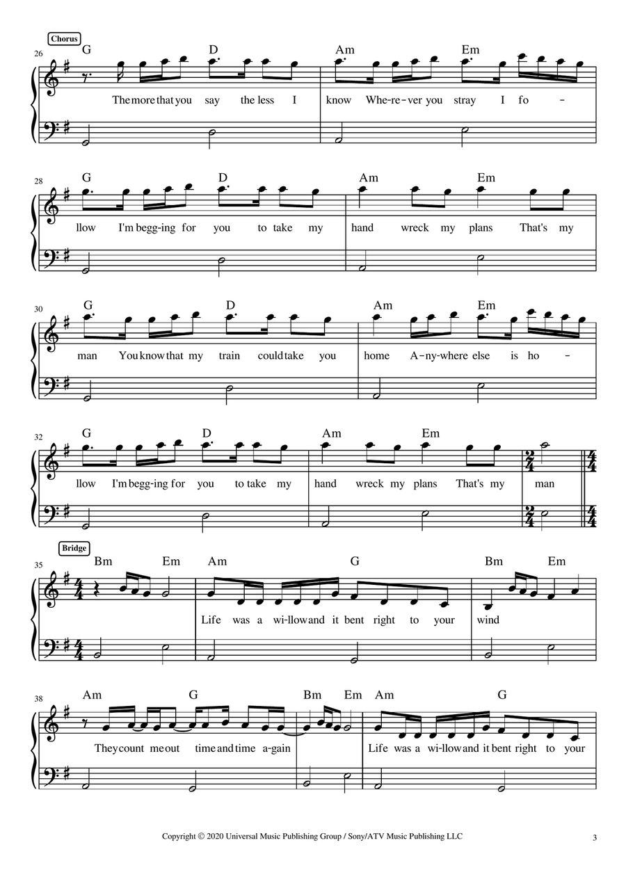 Willow Piano, Vocal scores gallery preview page 3