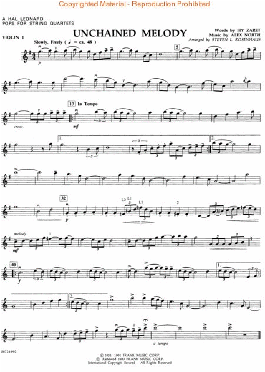 Unchained Melody Unchained Melody String Quartet scores gallery preview page 3