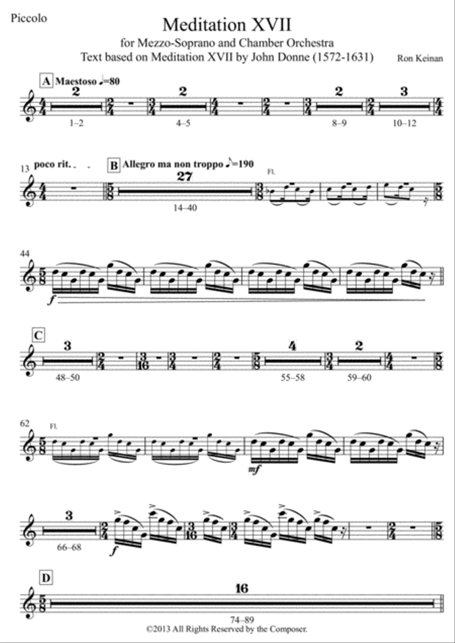 Meditation XVII - Parts Chamber Orchestra scores gallery preview page 1