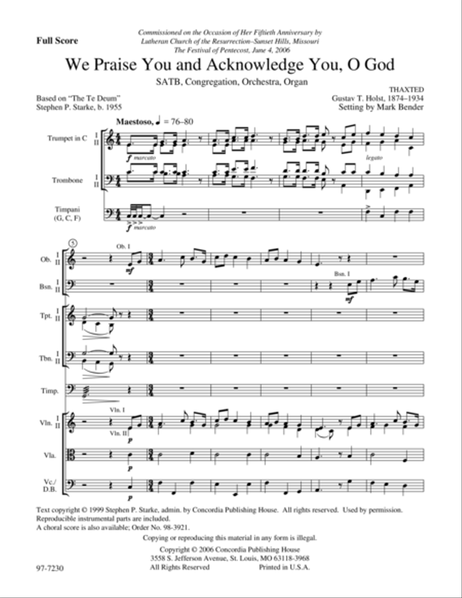 We Praise You and Acknowledge You, O God (Full Score) (Bender) 4-Part scores gallery preview page 2