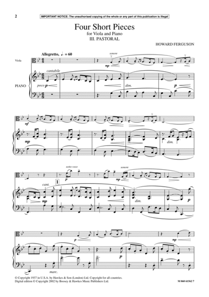 III. Pastoral (from Four Short Pieces For Viola And Piano)