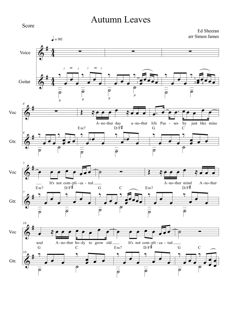 Autumn Leaves Guitar scores gallery preview page 1