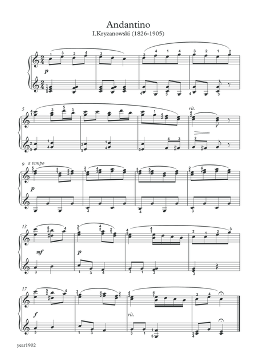 Piano solo by I.Kryzanowski (1826-1905) Easy Piano scores gallery preview page 2