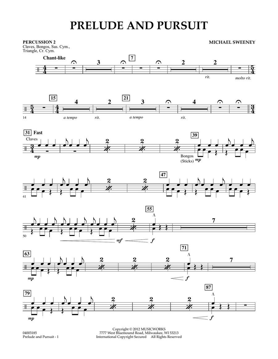 Prelude And Pursuit - Percussion 2 Concert Band scores gallery preview page 1