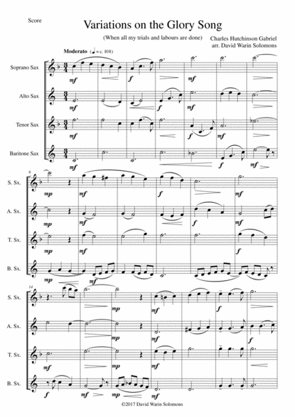 Variations on the Glory Song for saxophone quartet image number null