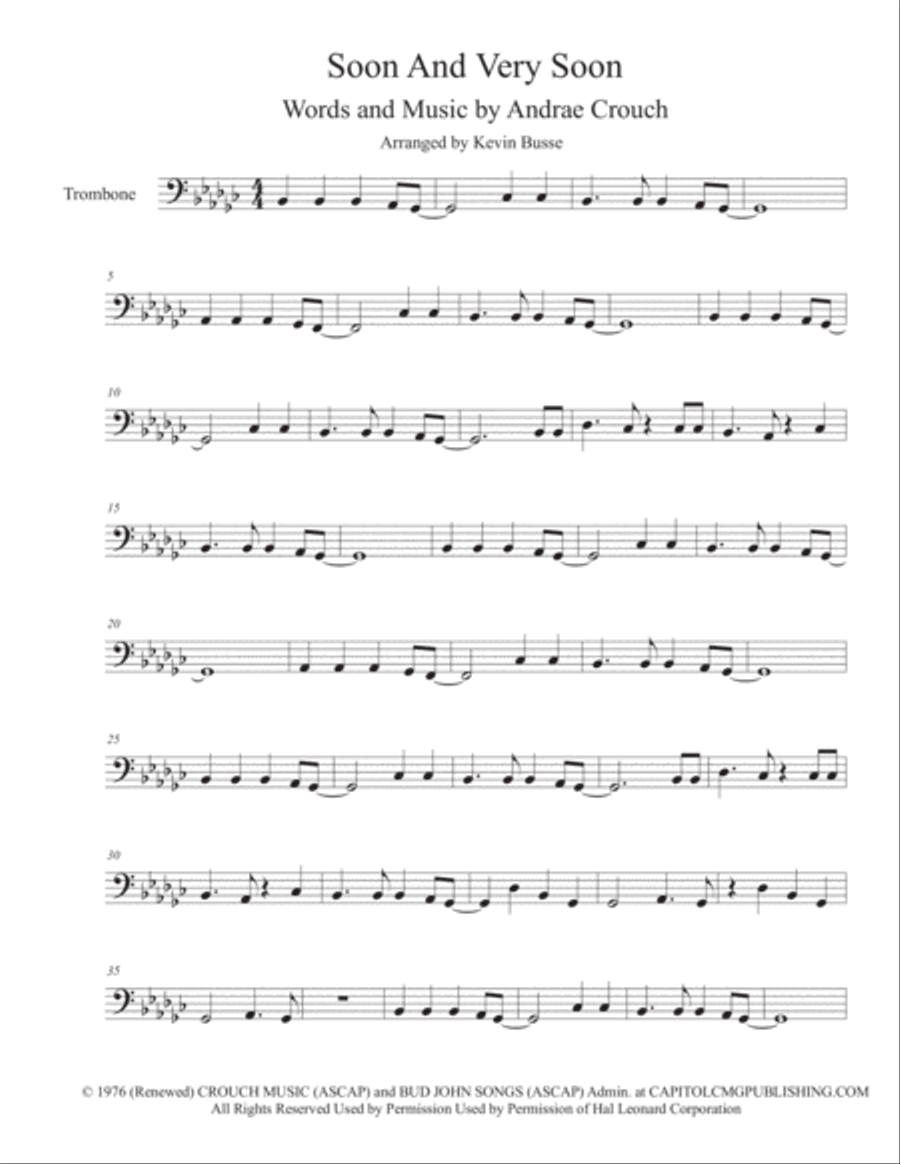 Soon And Very Soon Trombone Solo scores gallery preview page 1