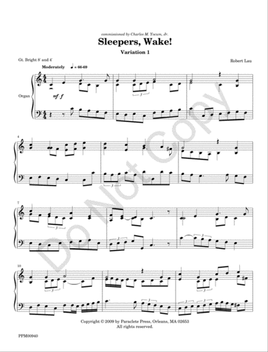 Variations on Sleepers Wake! Organ Solo scores gallery preview page 4