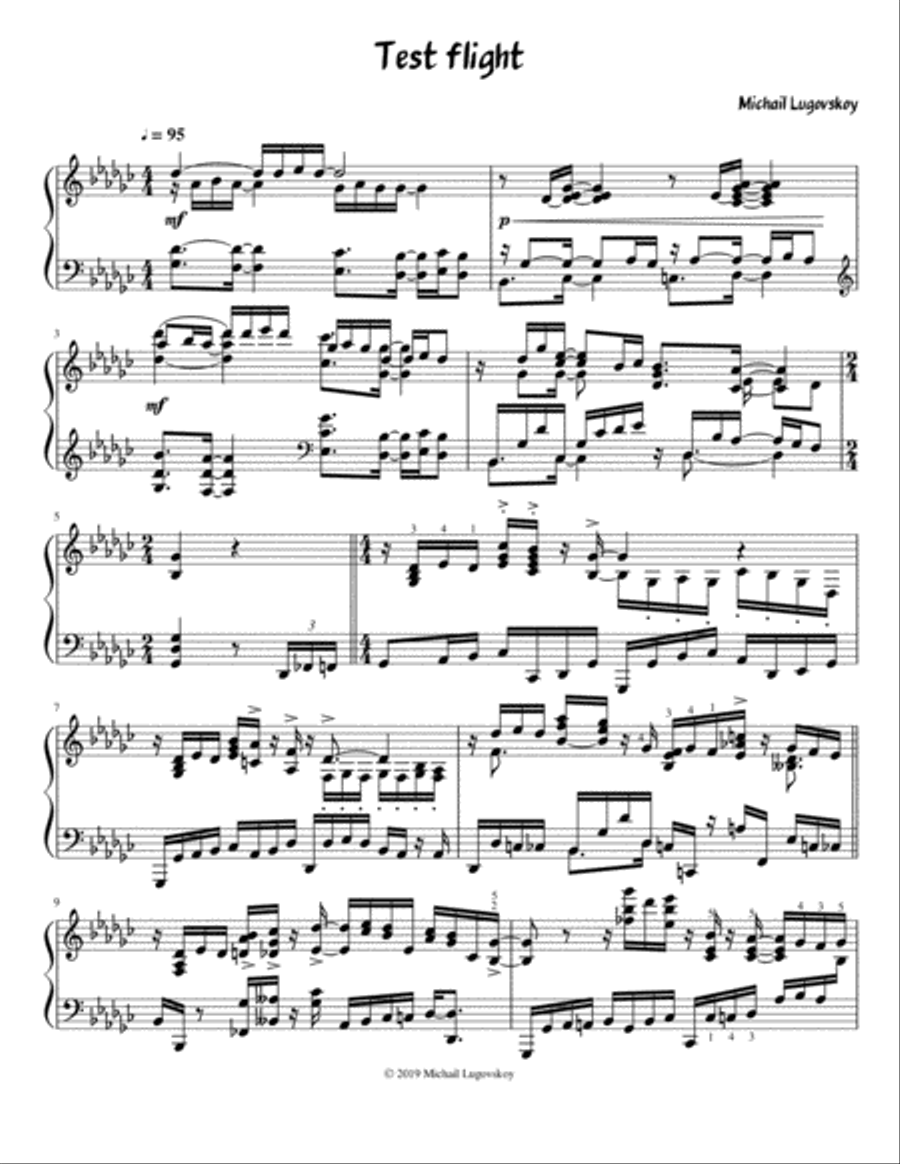 Test flight Piano Solo scores gallery preview page 1