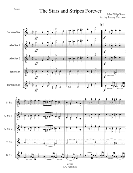 The Stars and Stripes Forever for Saxophone Quartet (SATB or AATB) image number null