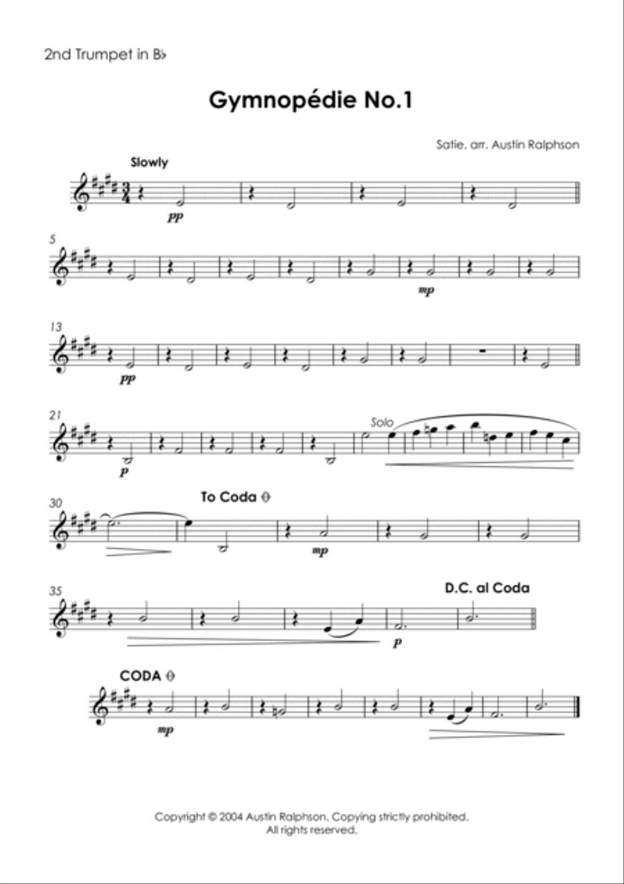 Gymnopedie No.1 - brass quintet Brass Quintet scores gallery preview page 4
