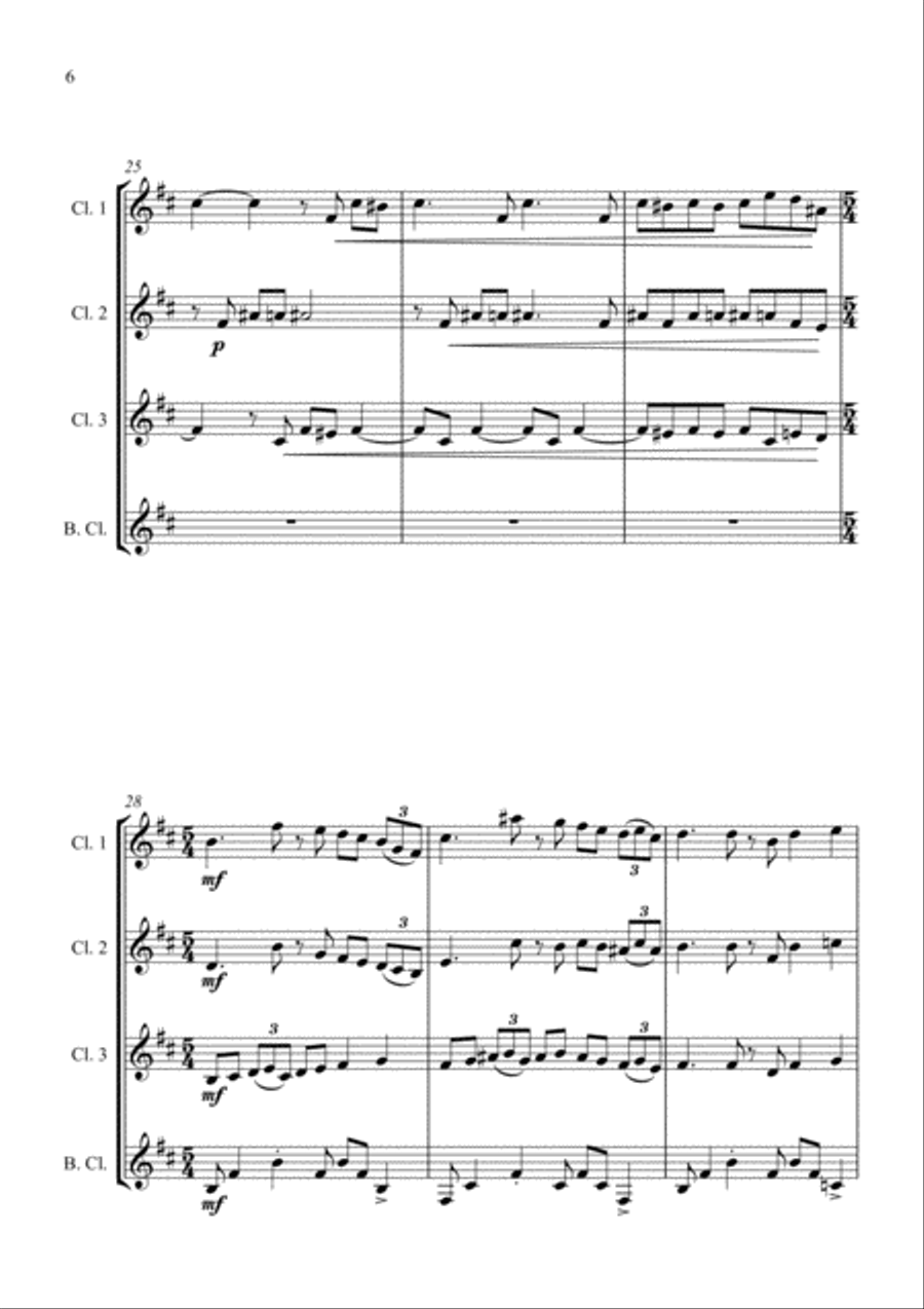 Fur Elise - Jazz Arrangement - for Clarinet Quartet Clarinet Quartet scores gallery preview page 6