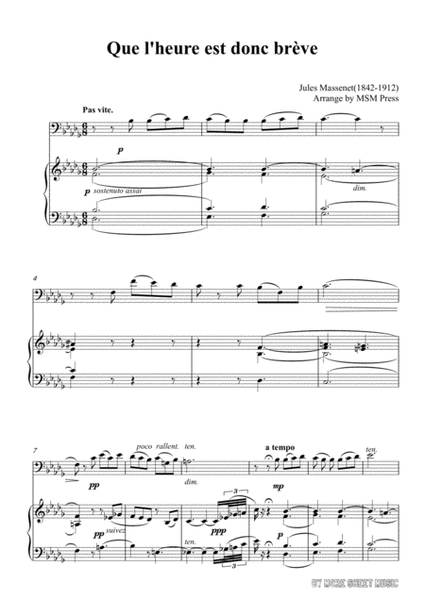 Massenet-Que l'heure est donc brève, for Cello and Piano image number null