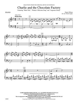 Charlie and the Chocolate Factory, Selections from: Piano Accompaniment