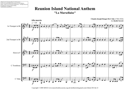 Reunion Island National & Local Anthems ''La Marsellaise'' & "P'tite fleur aimée" for Brass Quintet image number null