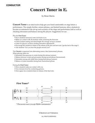 Book cover for CONCERT TUNER IN E-FLAT (young concert band warm up; very easy; score & parts)