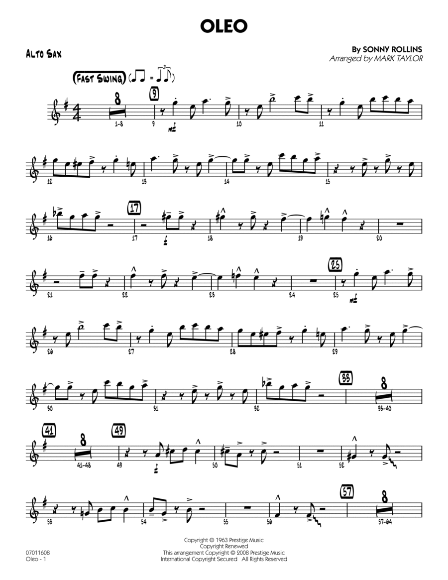 Oleo - Alto Sax Alto Saxophone scores gallery preview page 1