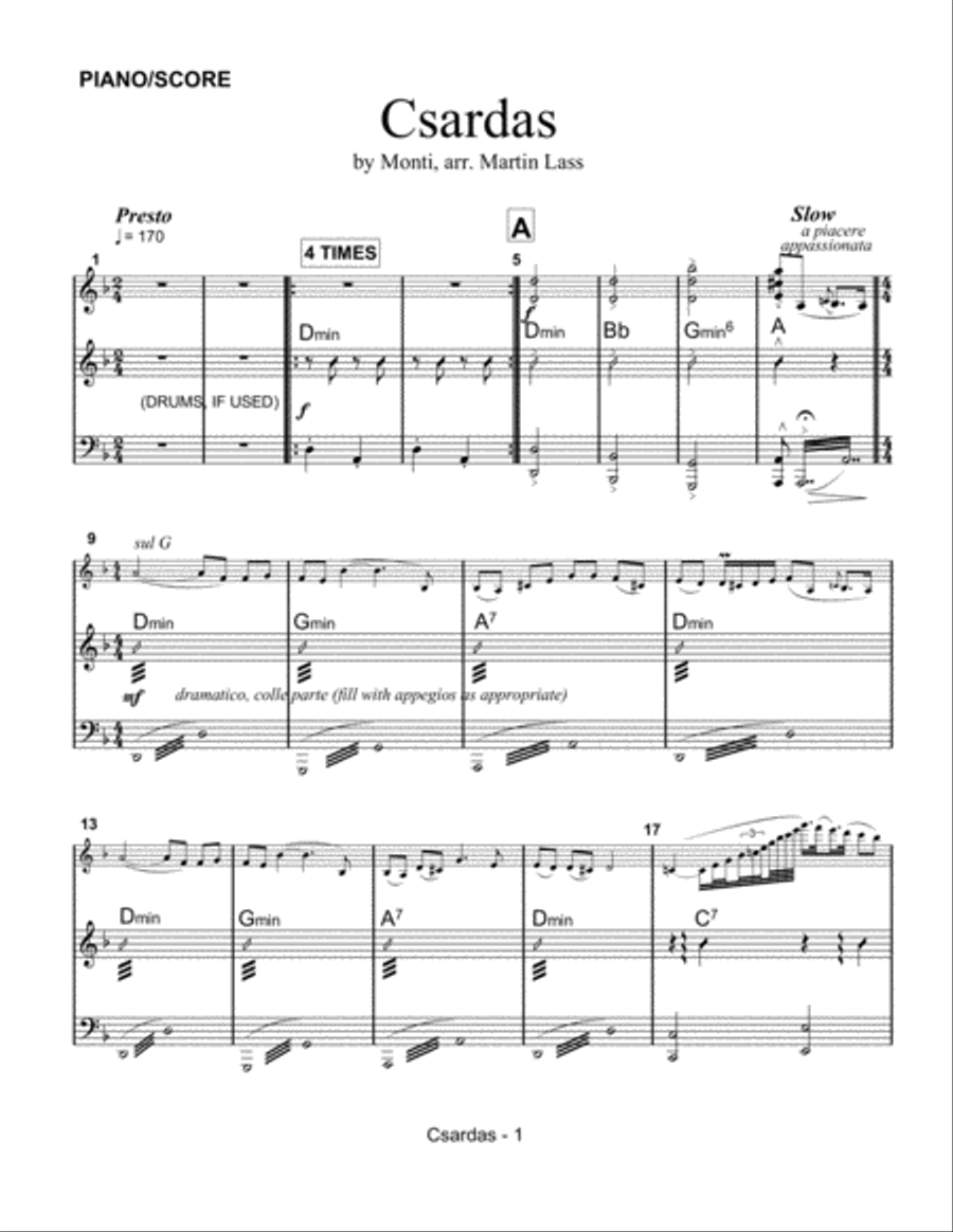 Csardas Violin Solo scores gallery preview page 1