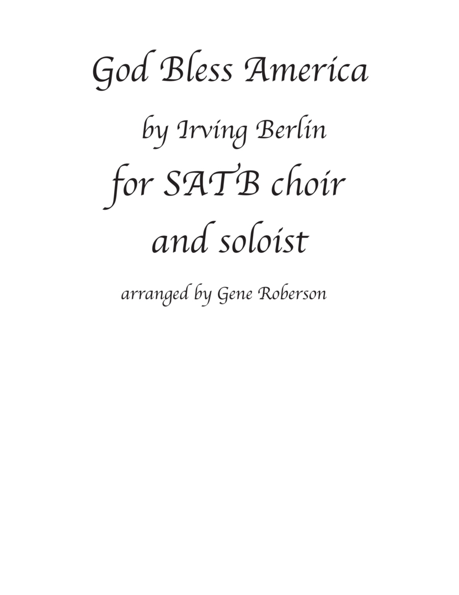 God Bless America God Bless America Voice scores gallery preview page 1